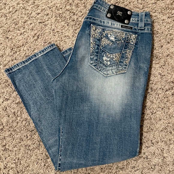 Miss Me Denim - Miss Me Bootcut Jeans Embellished Pocket Size 31 Boyfriend Capri